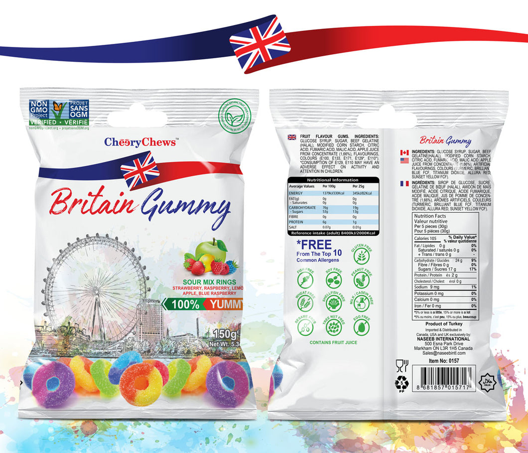 Britain Gummy - Sour Mix Rings 150g
